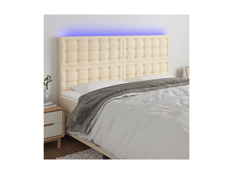LED Hoofdbord Crème 200x5x118/128 cm Stof