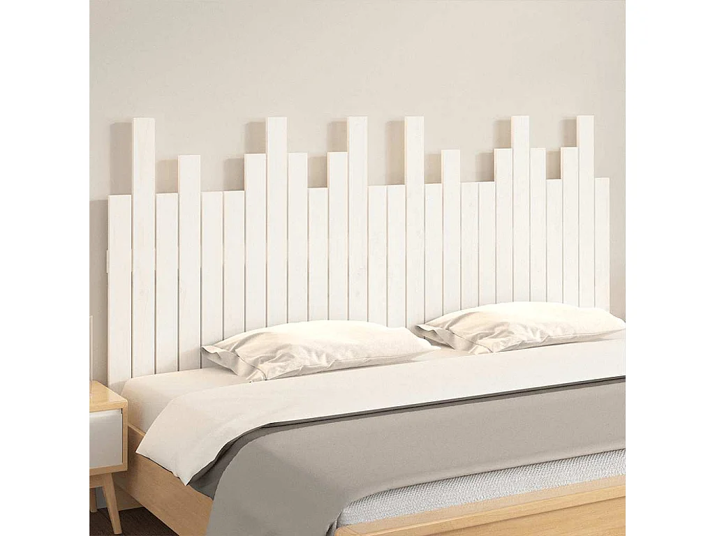 Testiera a muro Bianco 166x3x80 cm Legno massello di pino