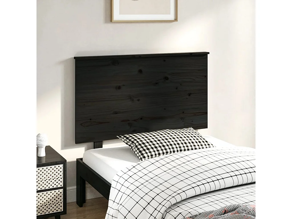 Testiera nera 94x6x82,5 cm Legno massello di pino