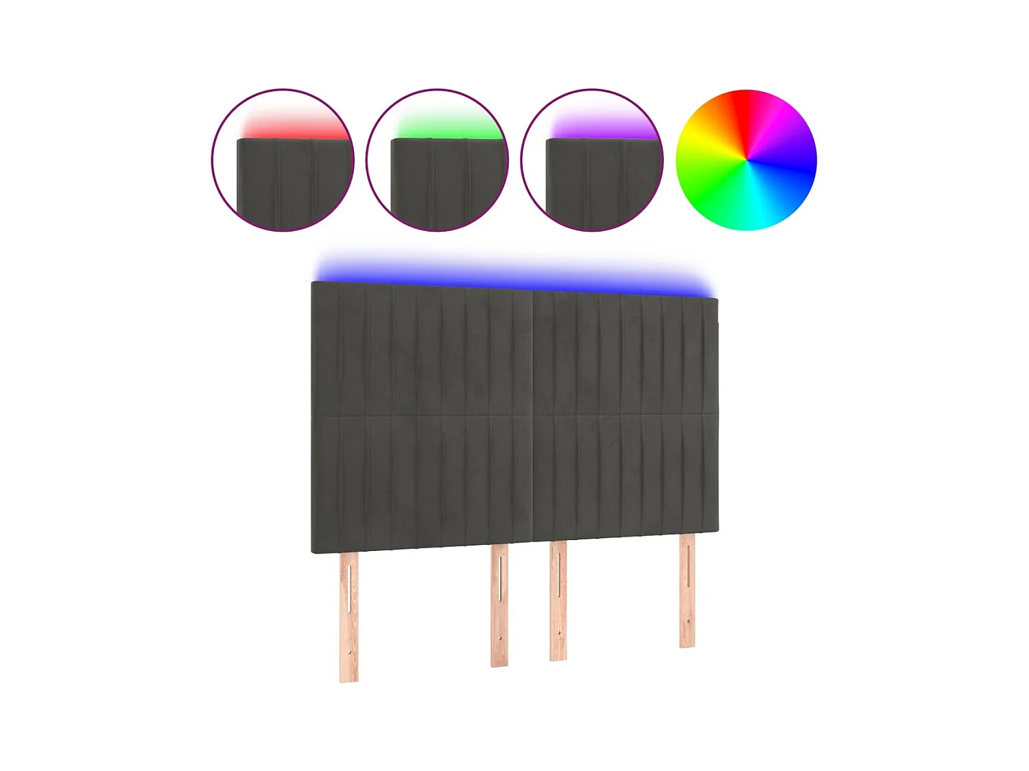 Tête de lit à LED Gris foncé 144x5x118/128 cm Velours