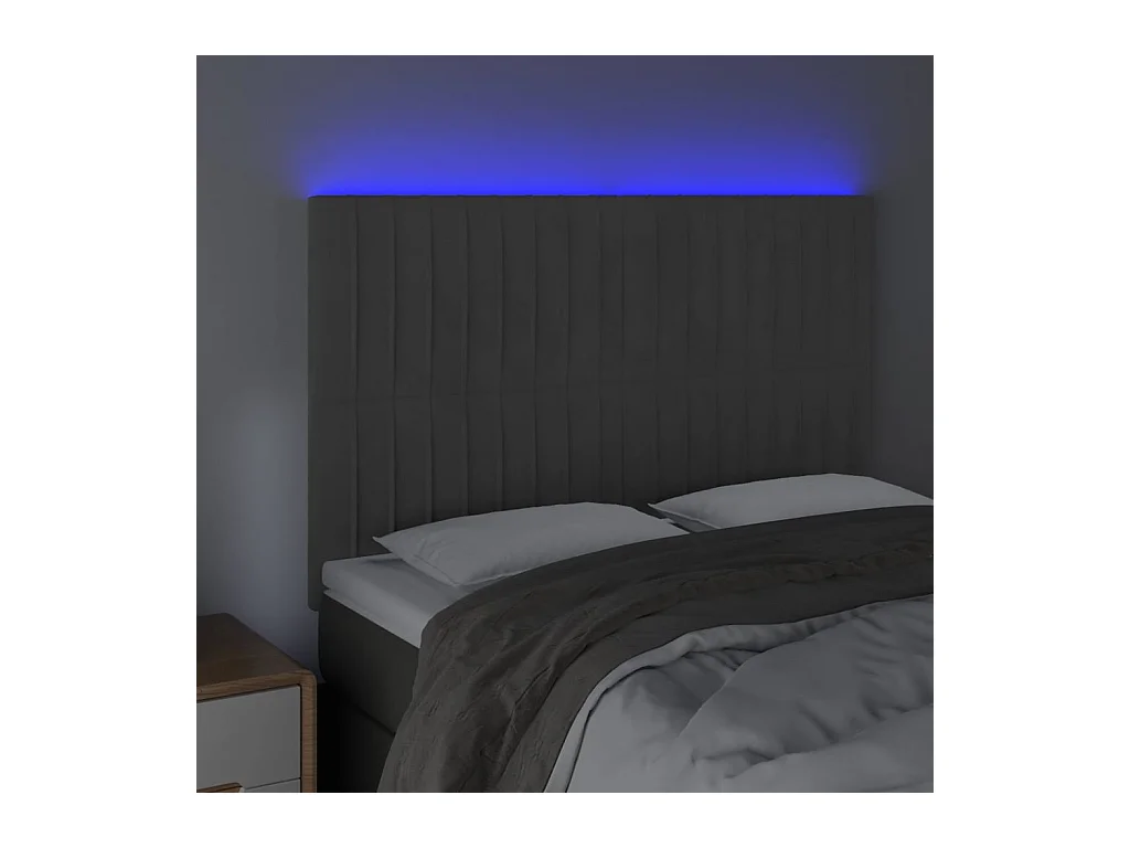 Tête de lit à LED Gris foncé 144x5x118/128 cm Velours