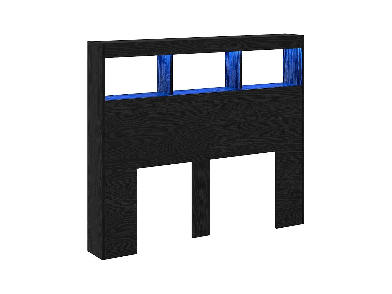 Cabecero Mueble con LED Roble Negro 122 x 17 x 102 cm