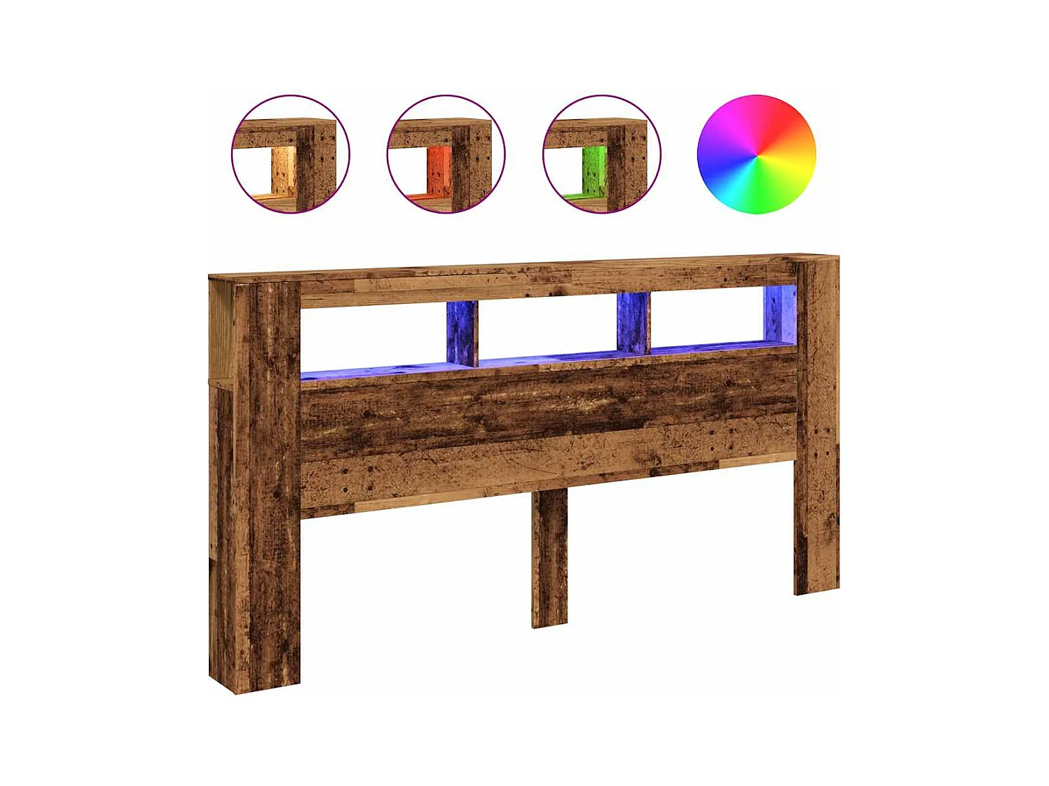 Tête de lit à LED vieux bois 200x18,5x103,5cm bois d'ingénierie