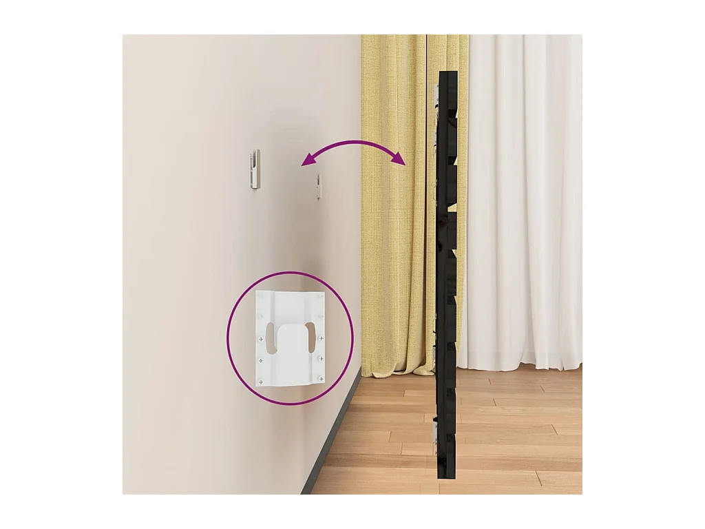 Zwart wandhoofdbord 126x3x63 cm Massief grenenhout