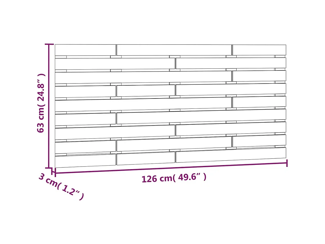 Zwart wandhoofdbord 126x3x63 cm Massief grenenhout