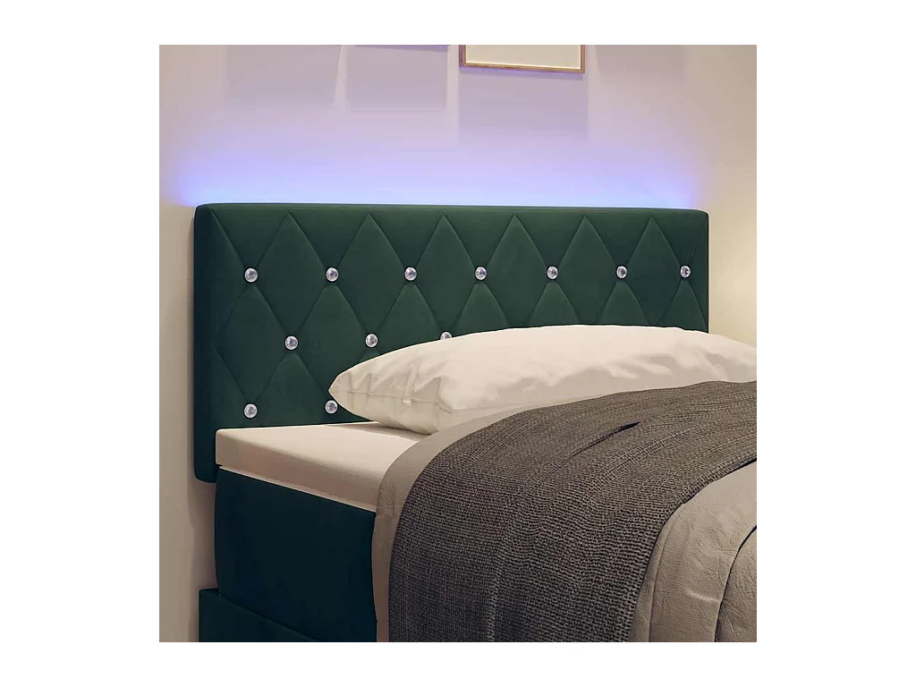 Argyle Dunkelgrünes LED-Kopfteil 90 cm Samt