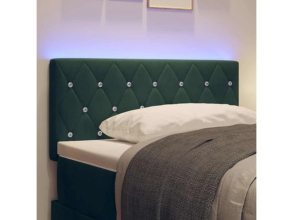 Tête de Lit LED Argyle Vert foncé 90 cm Velours