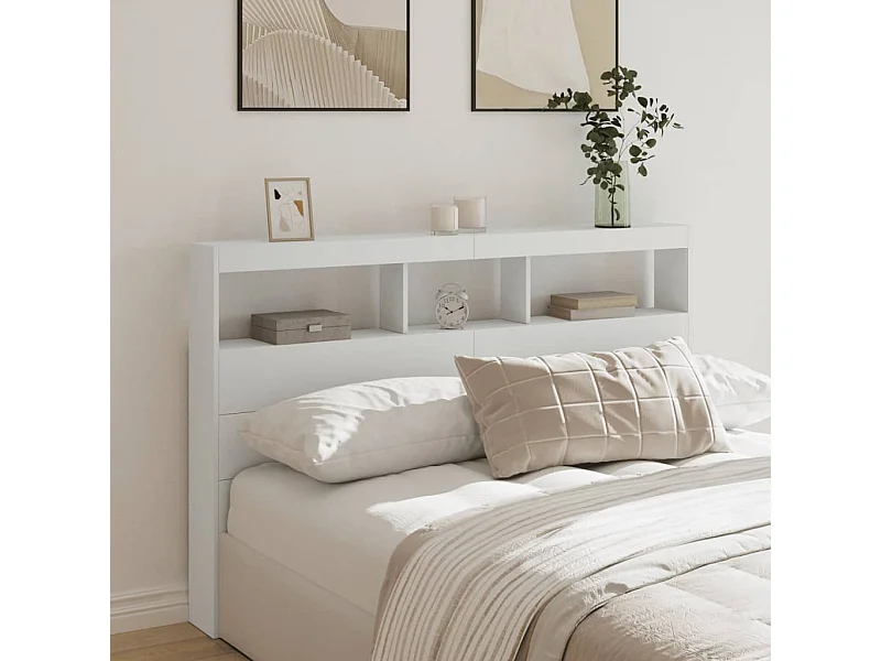 Cabecero de armario con LED blanco 160x17x102 cm