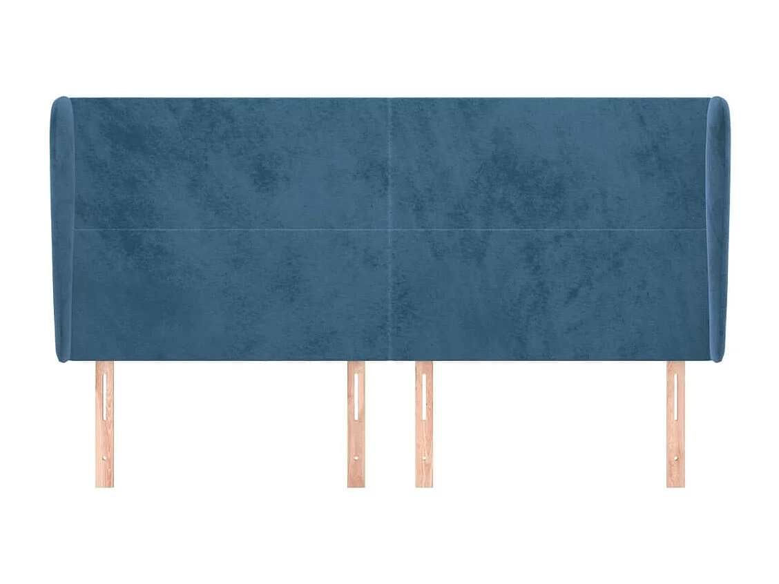 Tête de lit avec oreilles Bleu foncé 163x23x118/128 cm Velours