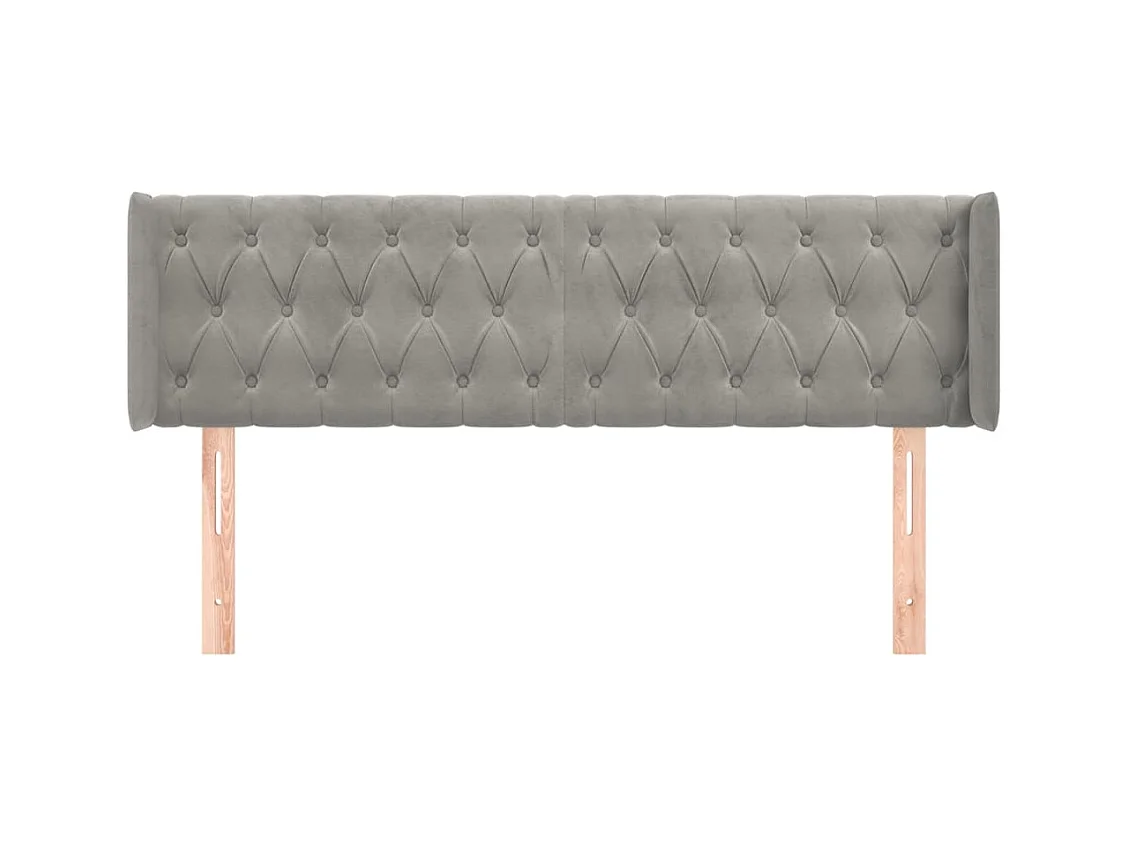 Tête de lit avec oreilles Gris clair 163x16x78/88 cm Velours