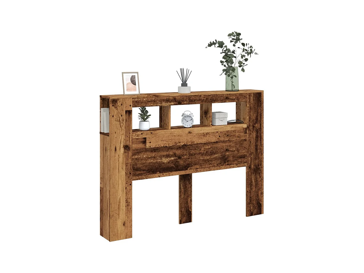 LED hoofdbord oud hout 140x18,5x103,5cm bewerkt hout