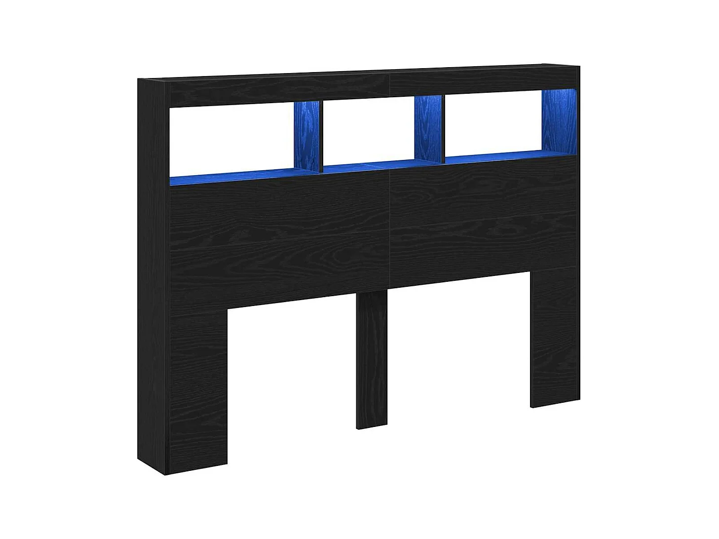 Armoire tête de lit avec LED chêne noir 140x17x102 cm