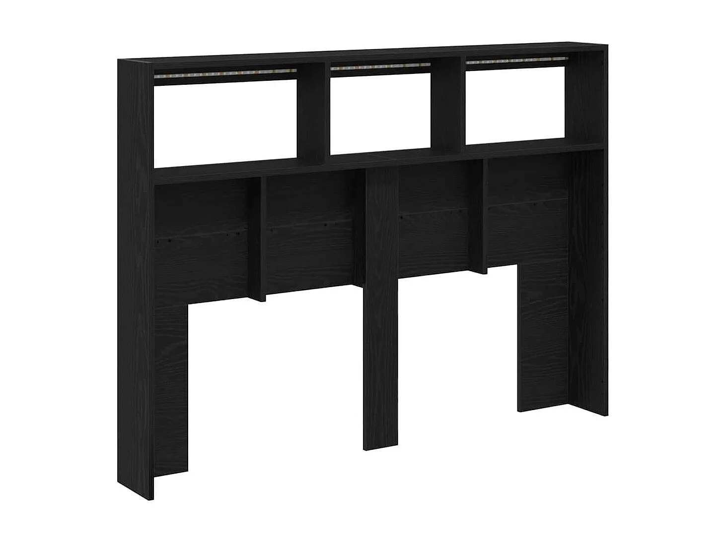 Armoire tête de lit avec LED chêne noir 140x17x102 cm