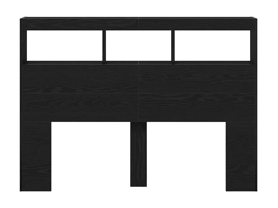 Armadio testiera con LED rovere nero 140x17x102 cm