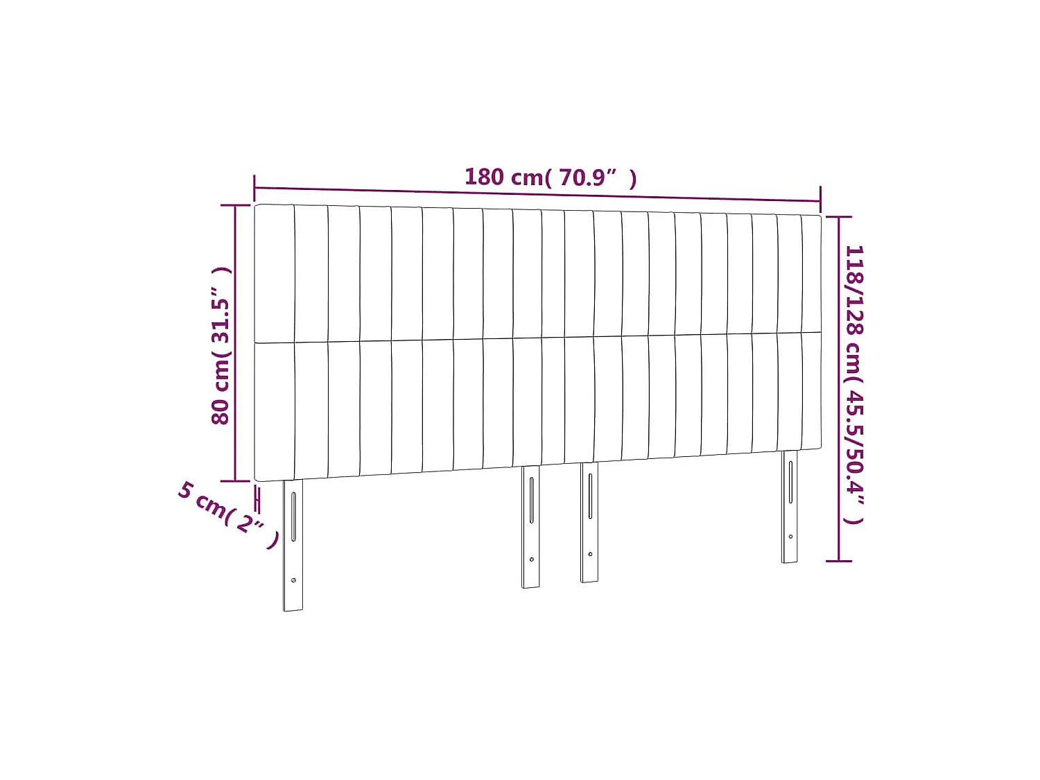 LED Hoofdbord Donkergroen 180x5x118/128 cm Fluweel