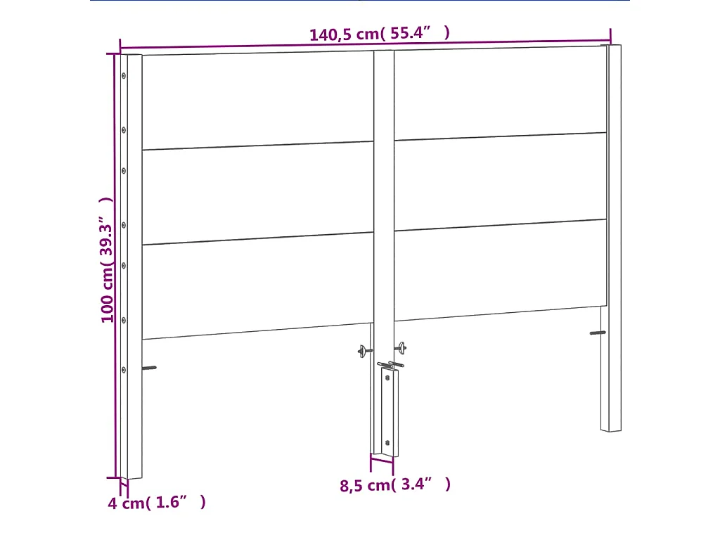 Cabecero encerado marrón 135 cm madera maciza de pino