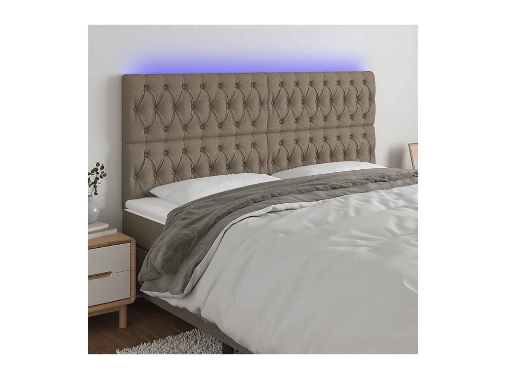 Tête de lit à LED Taupe 200x7x118/128 cm Tissu