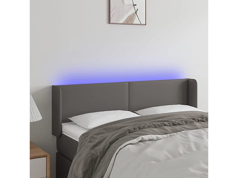 Tête de lit à LED Gris 147x16x78/88 cm Similicuir