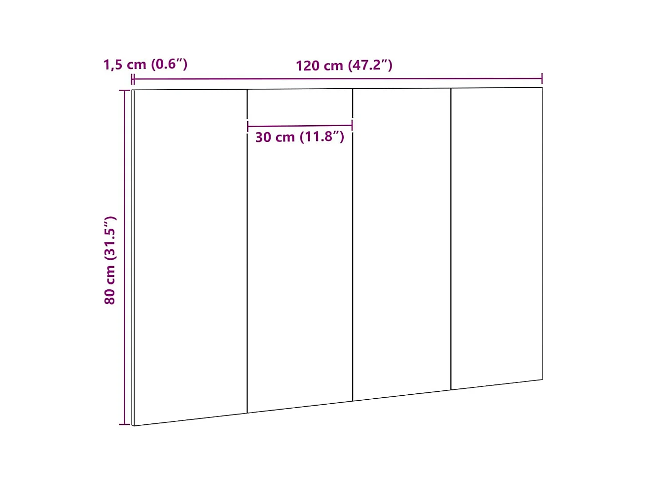 Tête de lit Chêne noir 120 x 1,5 x 80 cm Bois d'ingénierie