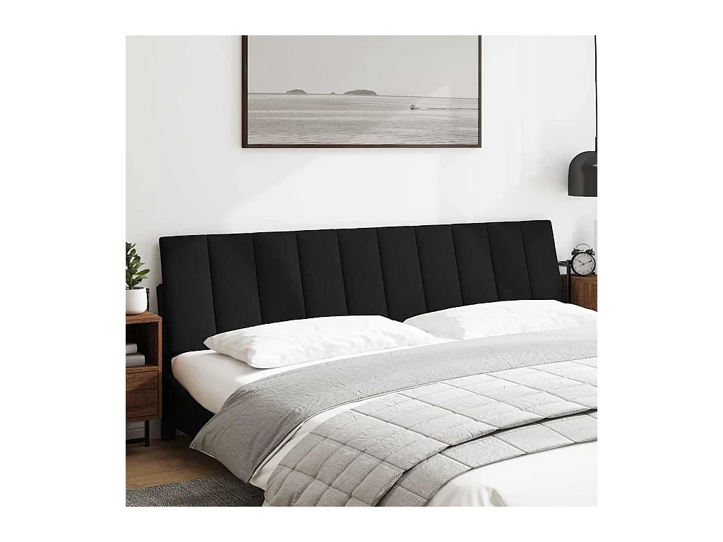 Coussin de tête de lit noir 200 cm tissu