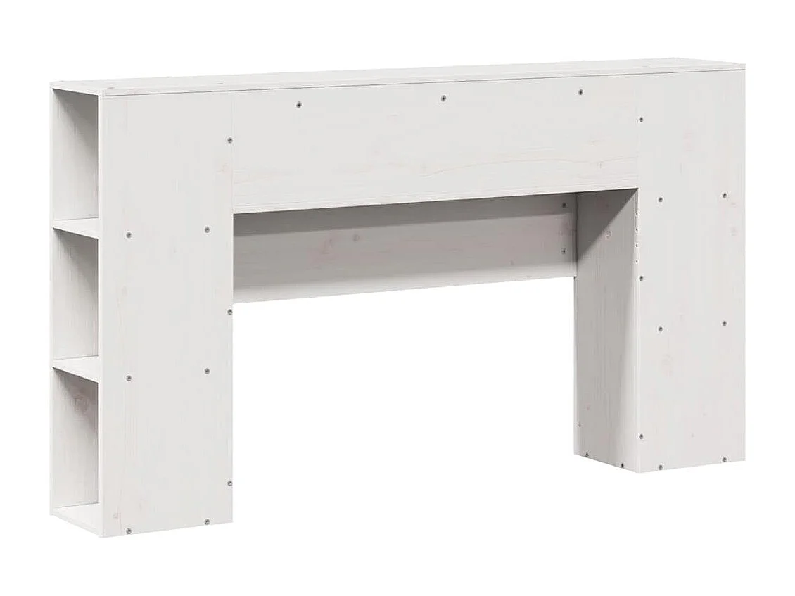 Testiera bianca con contenitore 140 cm in legno massello di pino