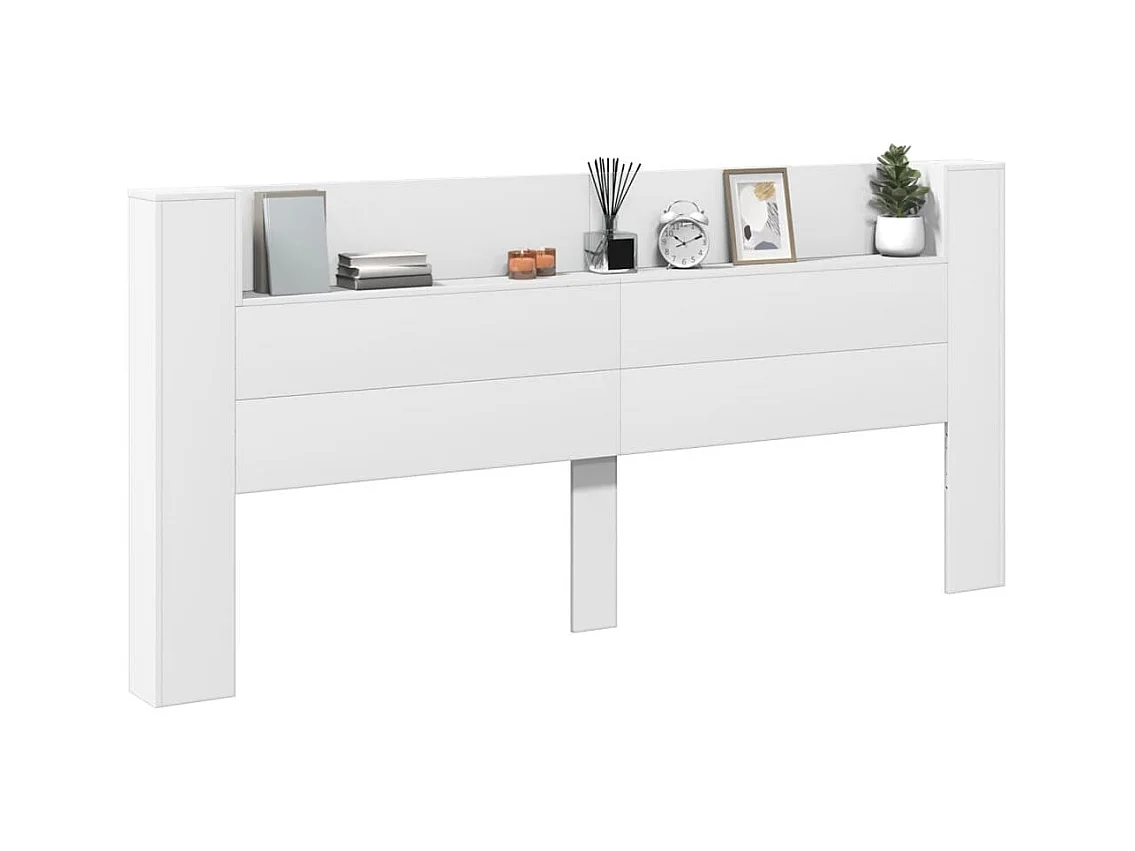 Kopfteilschrank mit weißer LED 220x16,5x103,5 cm