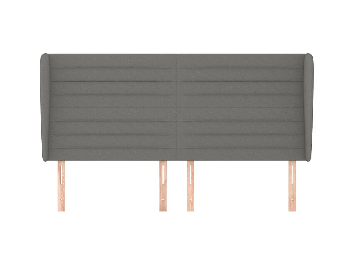 Hoofdbord met vleugels Donkergrijs 203x23x118/128 cm Stof
