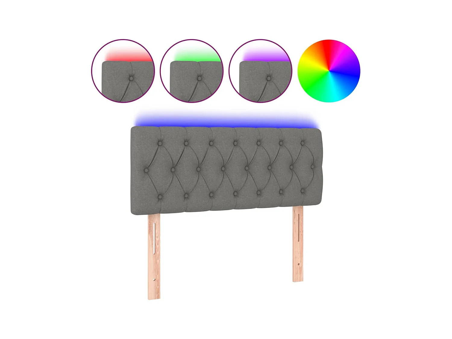 LED hoofdbord Donkergrijs 90x7x78/88 cm Stof