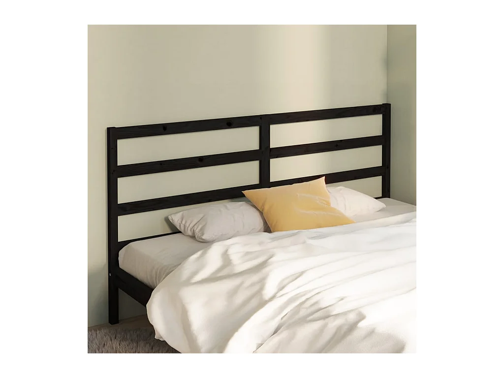 Zwart hoofdbord 206x4x100 cm Massief grenenhout