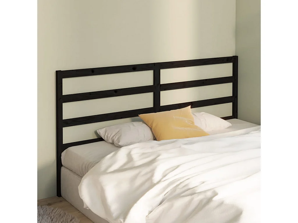 Zwart hoofdbord 206x4x100 cm Massief grenenhout