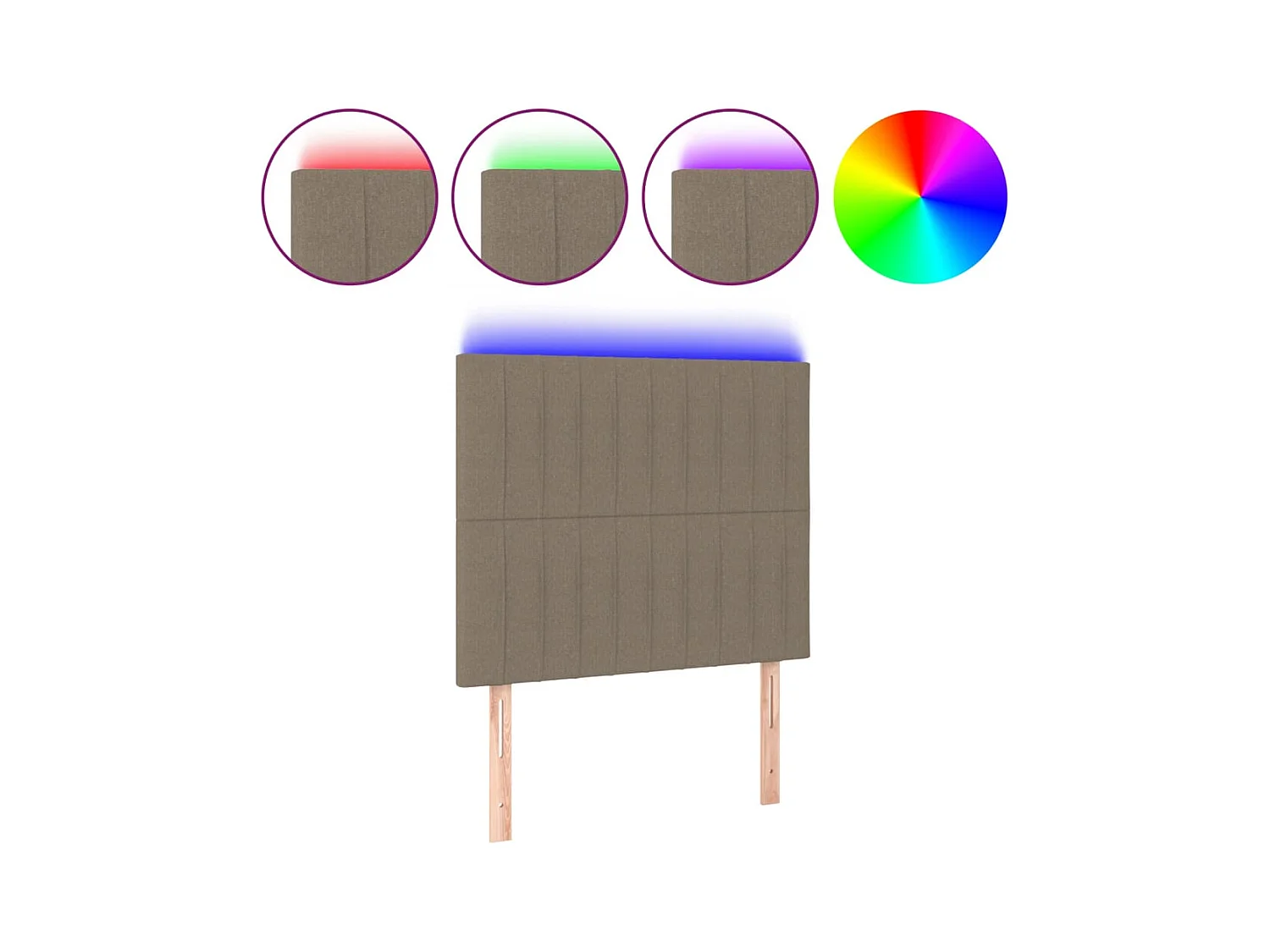 Taupe LED-Kopfteil 100x5x118/128 cm Stoff