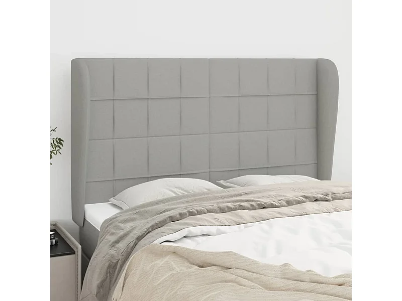 Cabecero con alas Gris claro 147x23x118/128 cm Tela