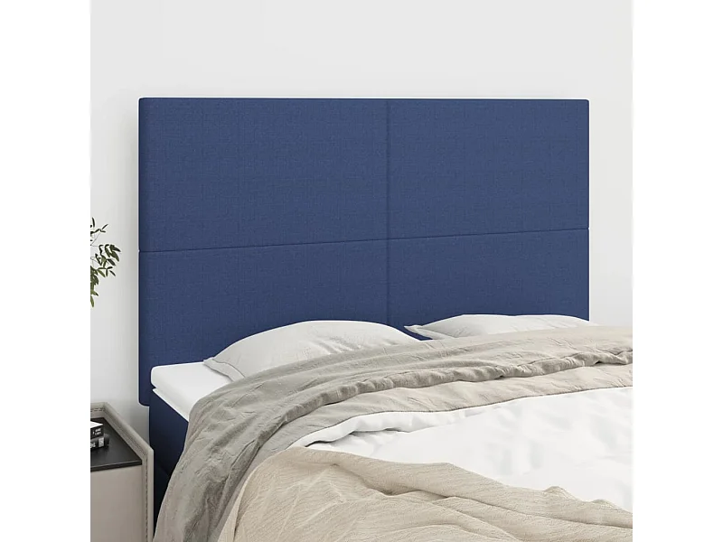 Têtes de lit 4 pcs Bleu 72x5x78/88 cm Tissu