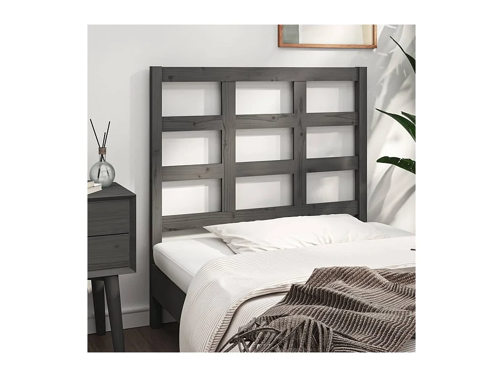 Graues Kopfteil 95,5 x 4 x 100 cm Massivholz Kiefer