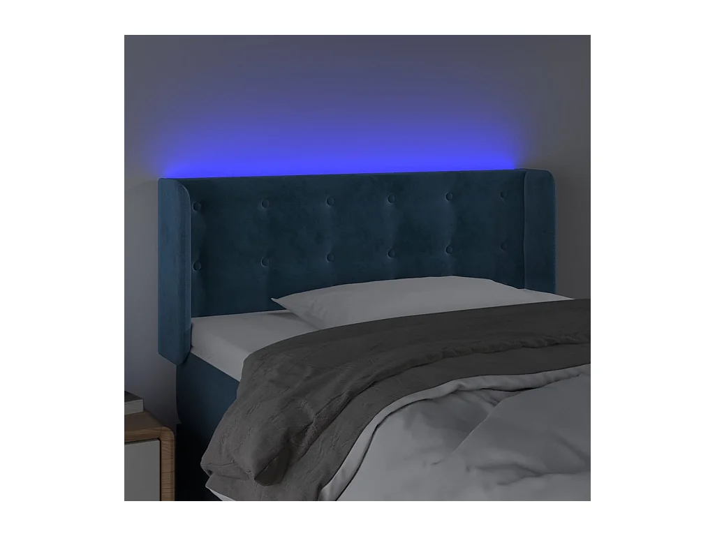 LED Hoofdbord Donkerblauw 83x16x78/88 cm Fluweel