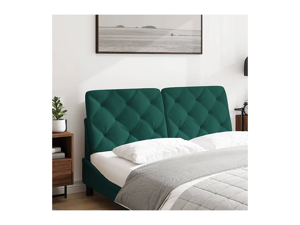 Donkergroen hoofdbordkussen 140 cm fluweel