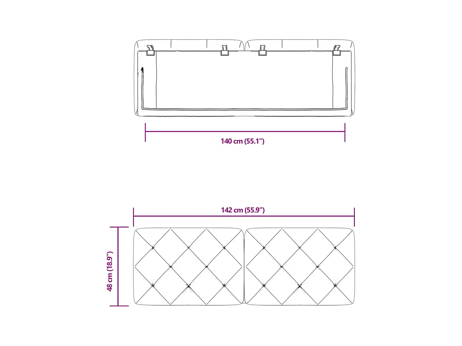 Donkergroen hoofdbordkussen 140 cm fluweel
