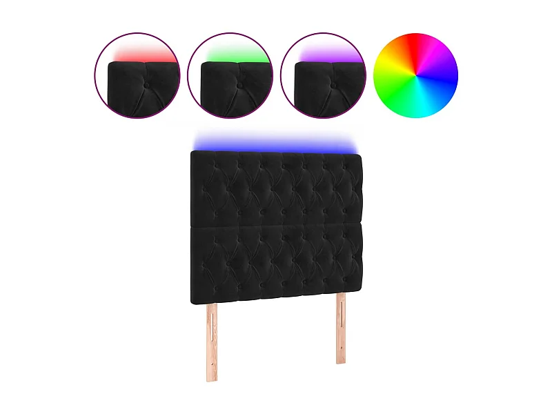 LED Hoofdbord Zwart 90x7x118/128 cm Fluweel