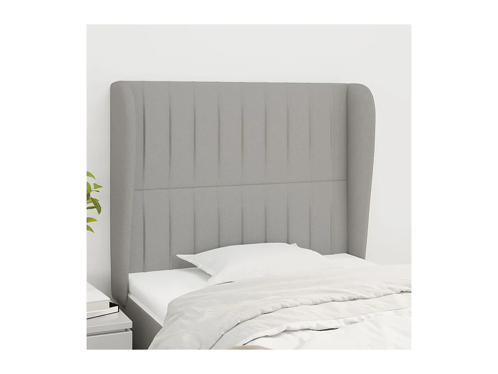 Kopfteil mit Flügeln Hellgrau 93x23x118/128 cm Stoff