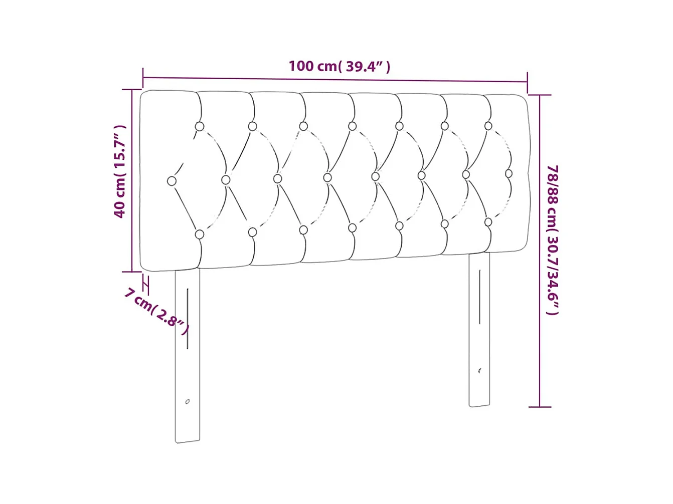 Donkergrijs hoofdbord 100x7x78/88 cm stof