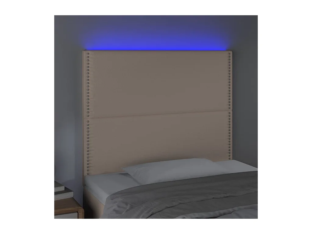 LED hoofdbord Cappuccino 90x5x118/128 cm Kunstleer