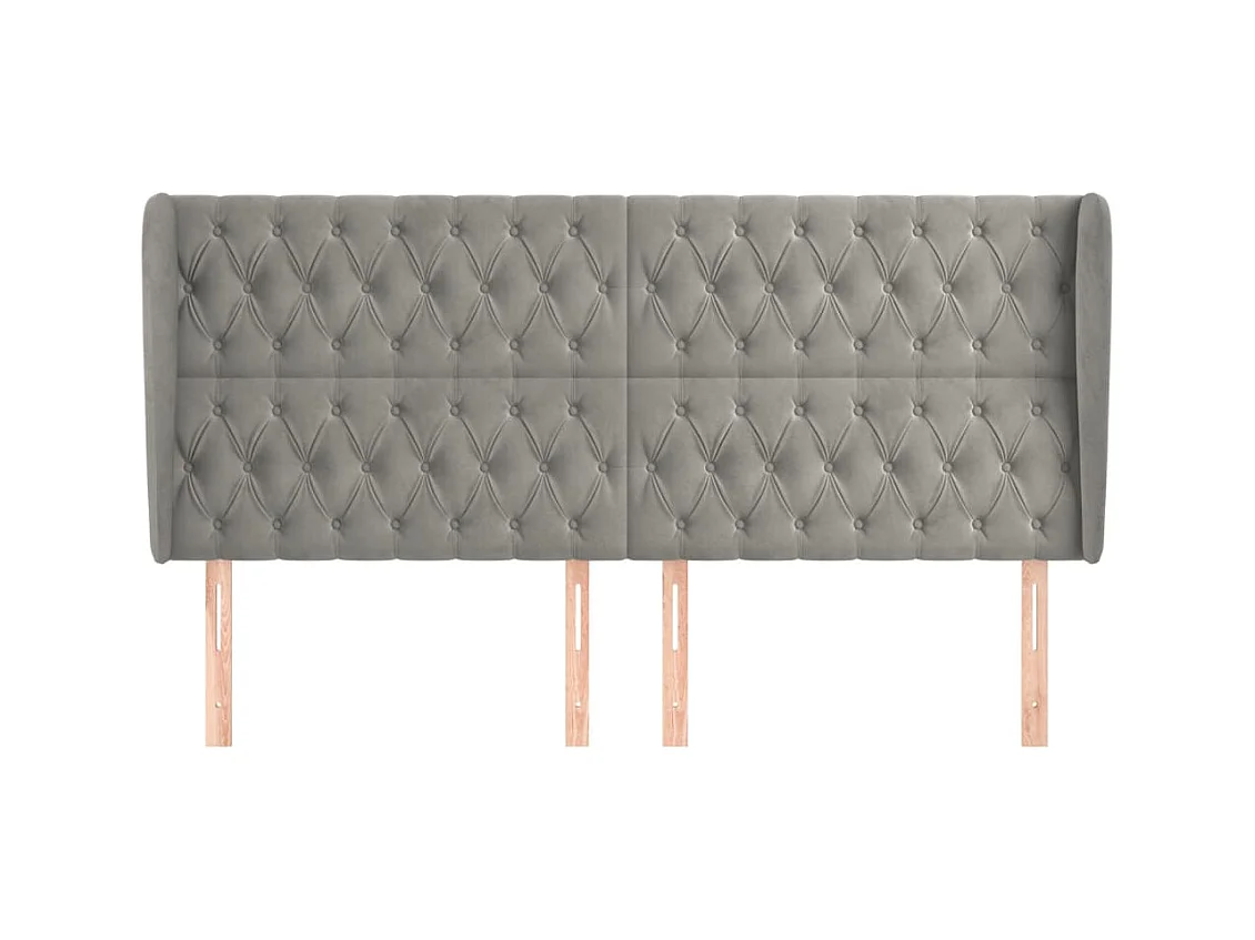 Hoofdbord met vleugels Lichtgrijs 203x23x118/128 cm Fluweel