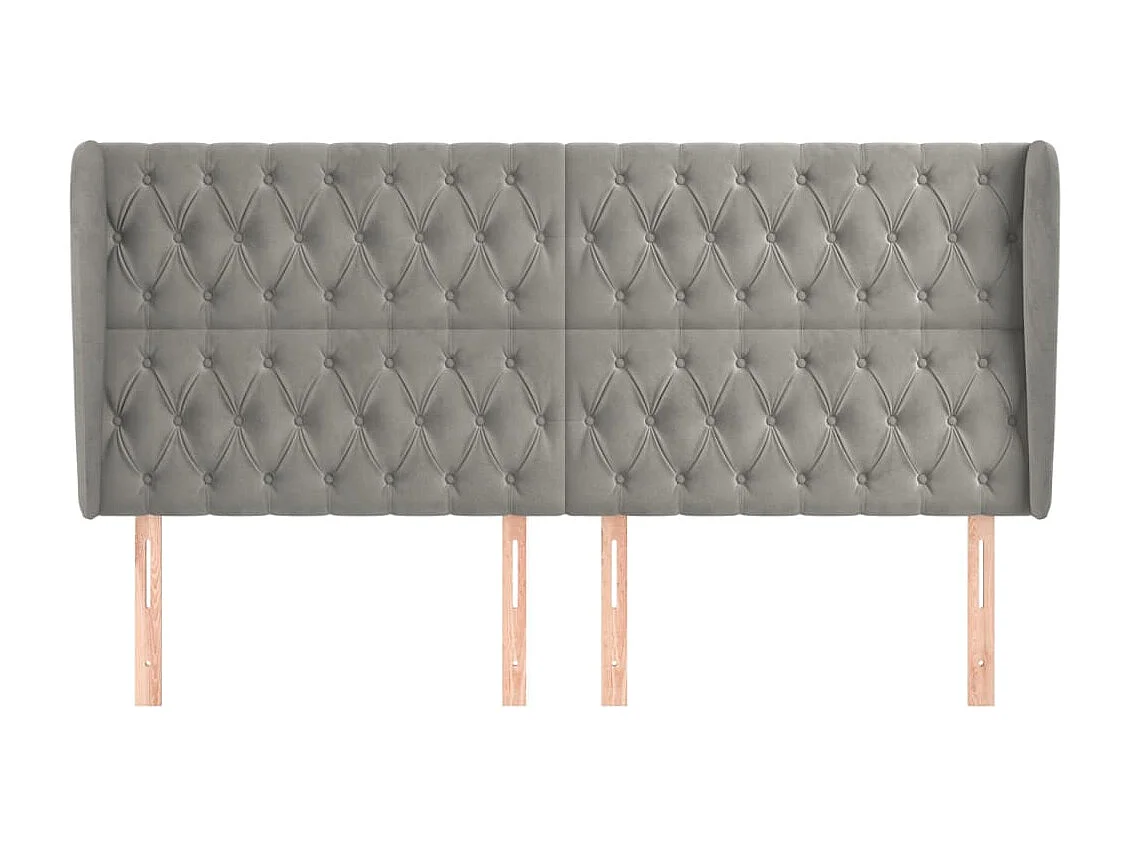 Tête de lit avec oreilles Gris clair 203x23x118/128 cm Velours