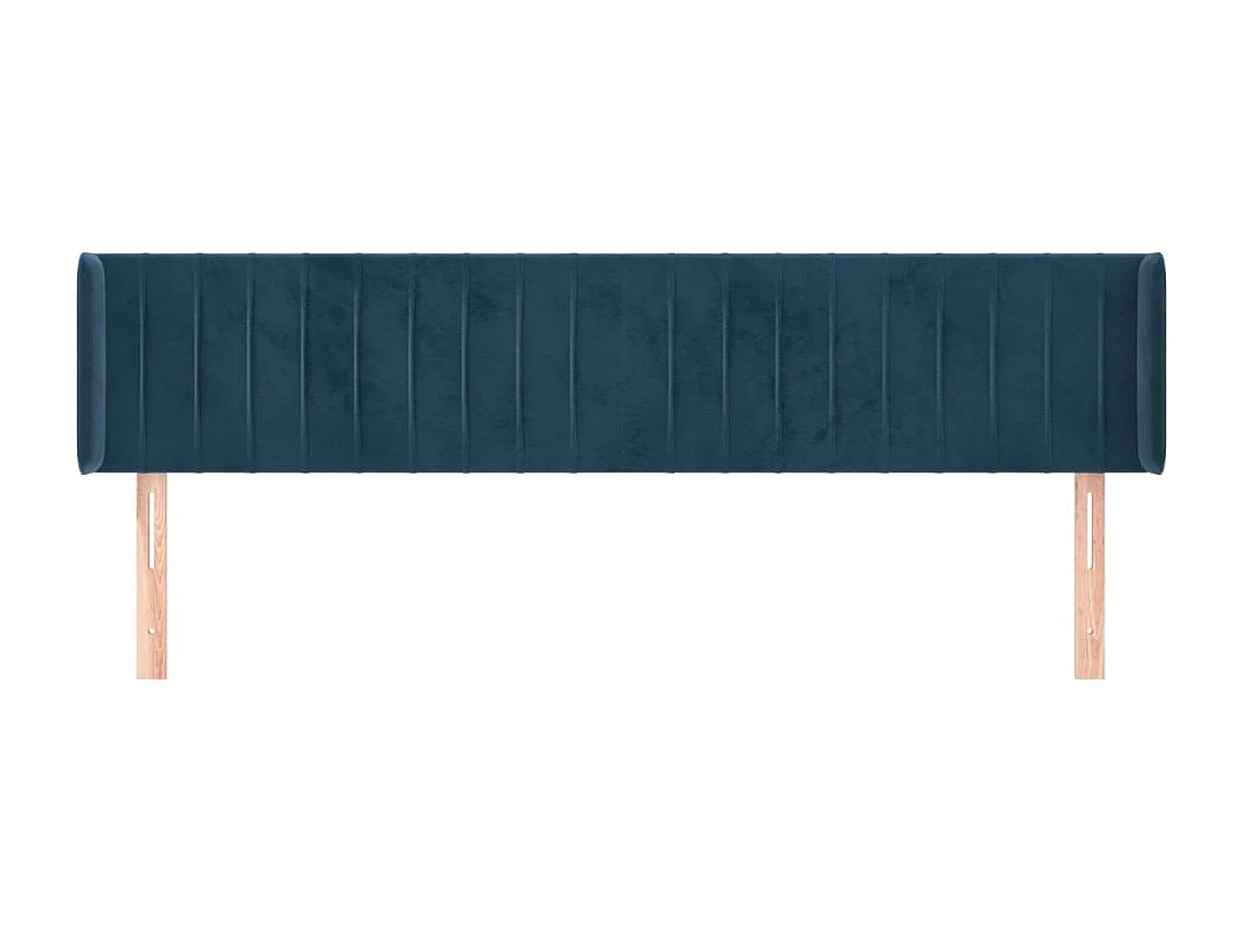 Tête de lit avec oreilles Bleu foncé 203x16x78/88 cm Velours