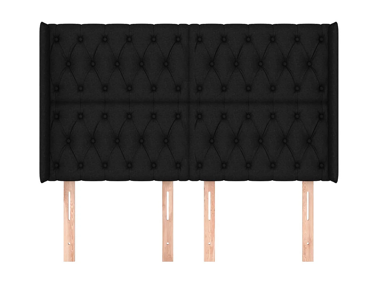 Tête de lit avec oreilles Noir 147x16x118/128 cm Tissu