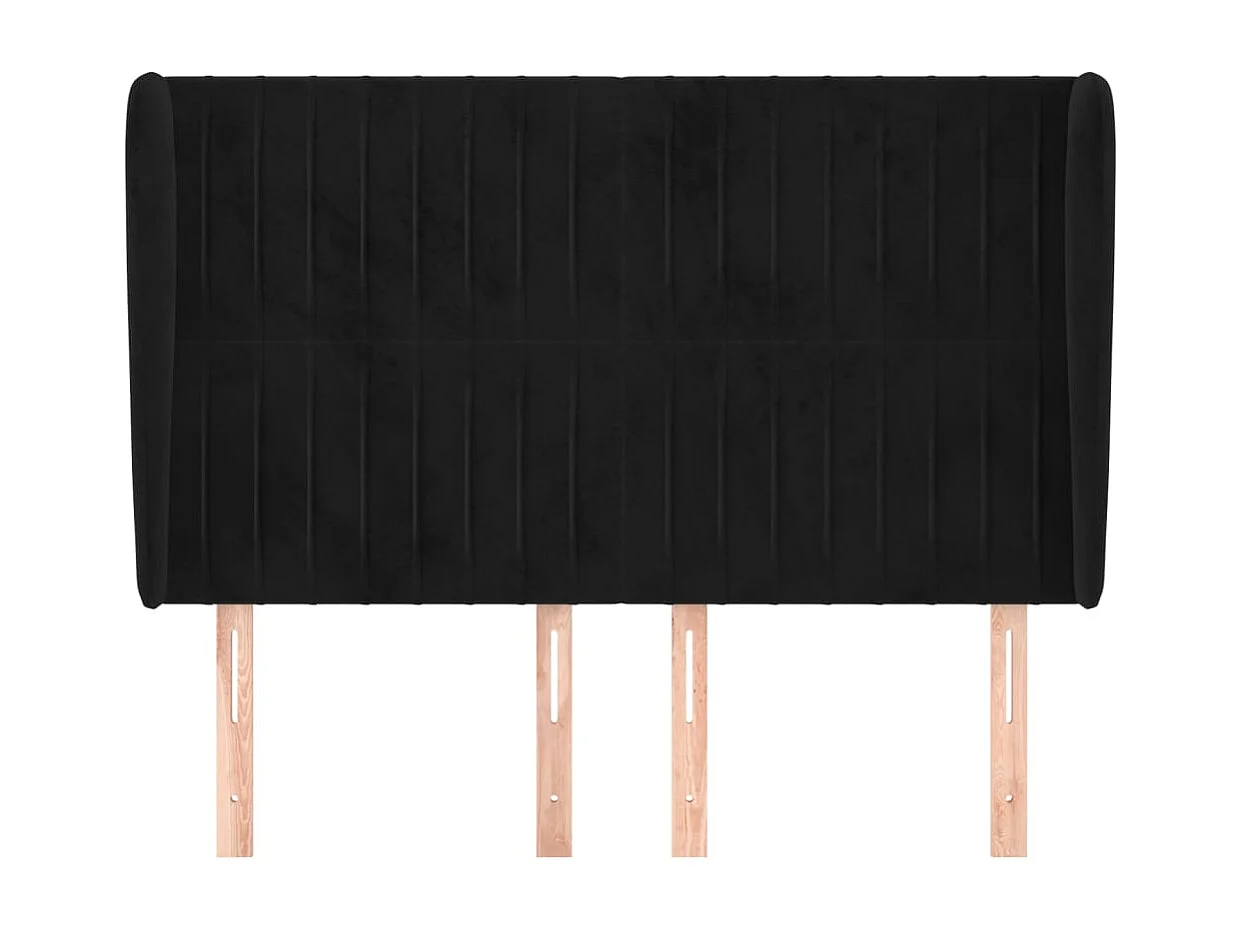 Hoofdbord met vleugels Zwart 147x23x118/128 cm Fluweel
