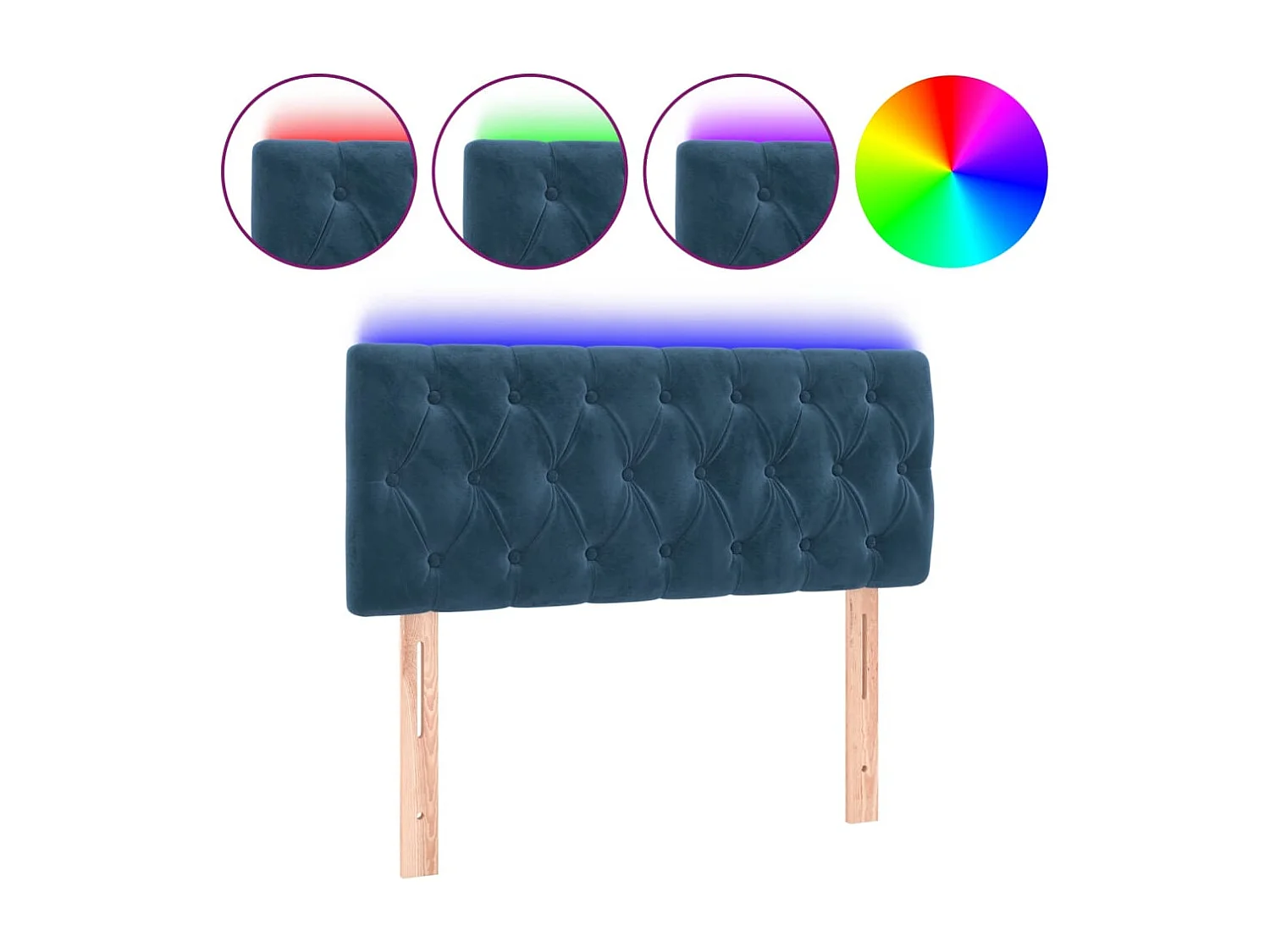 Tête de lit à LED Bleu foncé 100x7x78/88 cm Velours