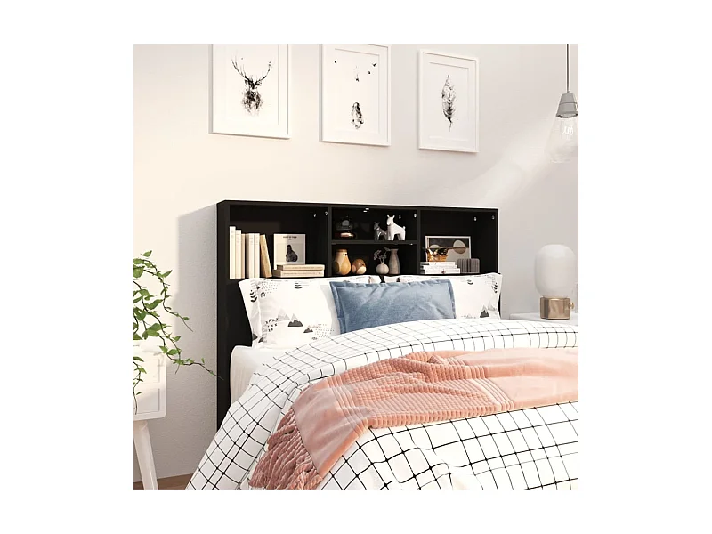 Zwarte hoofdbordkast 120x19x103,5 cm