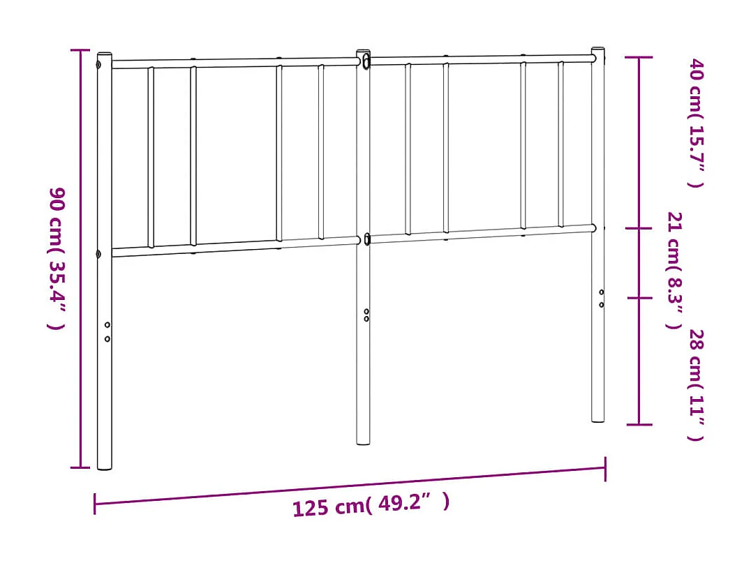 Testiera in metallo bianco 120 cm