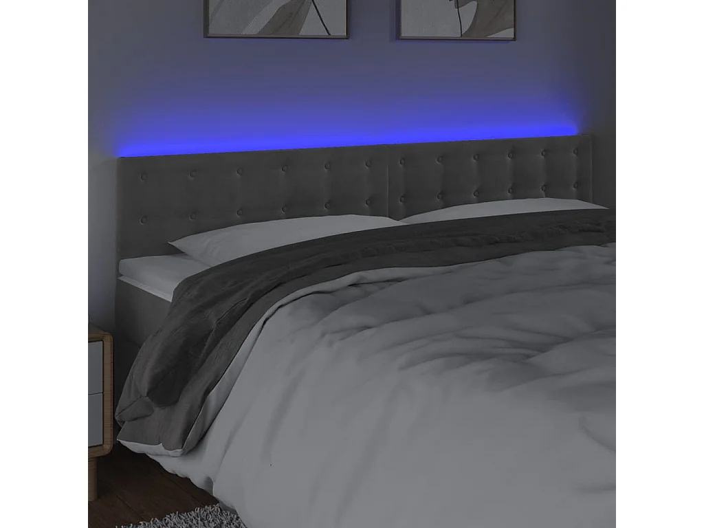 Testiera LED Grigio Chiaro 160x5x78/88 cm Velluto